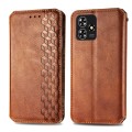 For ZTE Blade A73 4G Cubic Grid Pressed Magnetic Leather Phone Case(Brown)