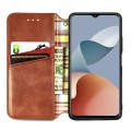 For ZTE Blade A73 4G Cubic Grid Pressed Magnetic Leather Phone Case(Brown)