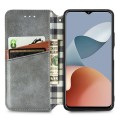 For ZTE Blade A73 4G Cubic Grid Pressed Magnetic Leather Phone Case(Grey)