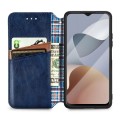 For ZTE Blade A54 Cubic Grid Pressed Magnetic Leather Phone Case(Blue)