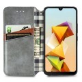 For ZTE Blade A33S Cubic Grid Pressed Magnetic Leather Phone Case(Grey)