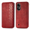 For ZTE Blade A33S Cubic Grid Pressed Magnetic Leather Phone Case(Red)