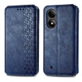 For ZTE Blade A33S Cubic Grid Pressed Magnetic Leather Phone Case(Blue)