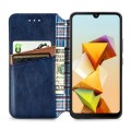 For ZTE Blade A33S Cubic Grid Pressed Magnetic Leather Phone Case(Blue)