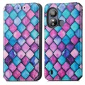 For ZTE Blade L220 CaseNeo Colorful Magnetic Leather Phone Case(Purple Scales)
