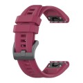 For Garmin Fenix 7 Pro Solid Color Black Buckle Silicone Quick Release Watch Band(Wine Red)