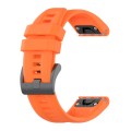 For Garmin Fenix 6 Pro GPS Solid Color Black Buckle Silicone Quick Release Watch Band(Orange)