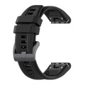 For Garmin Fenix 5 / Fenix 5 Plus Solid Color Black Buckle Silicone Quick Release Watch Band(Black)