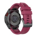 For Garmin Fenix 5 / Fenix 5 Plus Solid Color Black Buckle Silicone Quick Release Watch Band(Wine Re