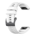 For Garmin Fenix 5 / Fenix 5 Plus Solid Color Black Buckle Silicone Quick Release Watch Band(White)