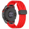 For Garmin Fenix 7 / Fenix 7 Pro 22mm Holes Magnetic Folding Buckle Silicone Watch Band(Red)