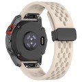 For Garmin Fenix 7 / Fenix 7 Pro 22mm Holes Magnetic Folding Buckle Silicone Watch Band(Starlight)