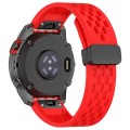 For Garmin Quatix 7 Pro 22mm Holes Magnetic Folding Buckle Silicone Watch Band(Red)