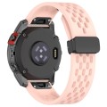 For Garmin Quatix 7 Pro 22mm Holes Magnetic Folding Buckle Silicone Watch Band(Pink)