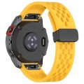 For Garmin Epix Pro 42mm 20mm Holes Magnetic Folding Buckle Silicone Watch Band(Yellow)