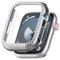 For Apple Watch SE 2023 44mm Diamond Hollow PC Watch Case(Silver)