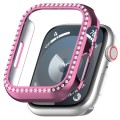 For Apple Watch Series 9 45mm Diamond Hollow PC Watch Case(Pink)