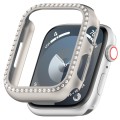 For Apple Watch Series 9 45mm Diamond Hollow PC Watch Case(Starlight)