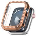 For Apple Watch Series 9 45mm Diamond Hollow PC Watch Case(Rose Gold)