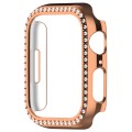 For Apple Watch Series 9 45mm Diamond Hollow PC Watch Case(Rose Gold)