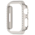 For Apple Watch Series 6 44mm Diamond Hollow PC Watch Case(Starlight)
