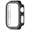 For  Apple Watch Series 3 38mm Diamond Hollow PC Watch Case(Black)