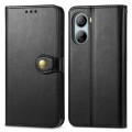 For ZTE Libero 5G IV Retro Solid Color Buckle Leather Phone Case(Black)