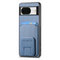 For Google Pixel 6a Carbon Fiber Card Bag Fold Stand Phone Case(Blue)