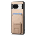 For Google Pixel 6a Carbon Fiber Card Bag Fold Stand Phone Case(Khaki)