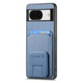 For Google Pixel 7 Pro Carbon Fiber Card Bag Fold Stand Phone Case(Blue)