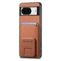 For Google Pixel 8 Carbon Fiber Card Bag Fold Stand Phone Case(Brown)