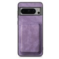 For Google Pixel 8 Pro Retro Leather Card Bag Magnetic Phone Case(Purple)