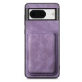 For Google Pixel 8 Retro Leather Card Bag Magnetic Phone Case(Purple)