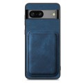 For Google Pixel 6a Retro Leather Card Bag Magnetic Phone Case(Blue)