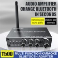 T500 Bluetooth 5.3 Audio Adapter U-Disk Mic Amplifier Speaker Converter with Remote Control