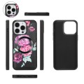 For iPhone 15 Pro MagSafe Flower Multi-functional Crossbody Zipper Wallet Leather Phone Case(Black)
