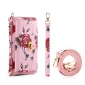 For iPhone 15 Plus MagSafe Flower Multi-functional Crossbody Zipper Wallet Leather Phone Case(Pink)