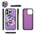 For iPhone 14 MagSafe Flower Multi-functional Crossbody Zipper Wallet Leather Phone Case(Purple)