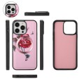 For iPhone 14 Pro MagSafe Flower Multi-functional Crossbody Zipper Wallet Leather Phone Case(Pink)