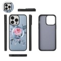 For iPhone 14 Pro MagSafe Flower Multi-functional Crossbody Zipper Wallet Leather Phone Case(Blue)