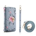 For iPhone 14 Pro Max MagSafe Flower Multi-functional Crossbody Zipper Wallet Leather Phone Case(Blu