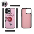 For iPhone 13 MagSafe Flower Multi-functional Crossbody Zipper Wallet Leather Phone Case(Pink)