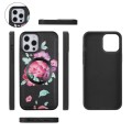 For iPhone 12 Pro MagSafe Flower Multi-functional Crossbody Zipper Wallet Leather Phone Case(Black)