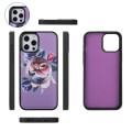 For iPhone 12 Pro MagSafe Flower Multi-functional Crossbody Zipper Wallet Leather Phone Case(Purple)