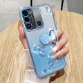 For Tecno Spark GO 2022 Gradient Glitter Immortal Flower Ring All-inclusive Phone Case(Blue)