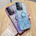 For Tecno Spark GO 2022 Gradient Glitter Immortal Flower Ring All-inclusive Phone Case(Purple)