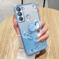 For Tecno Pop 5 LTE Gradient Glitter Immortal Flower Ring All-inclusive Phone Case(Blue)