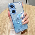 For Tecno Camon 19 Neo Gradient Glitter Immortal Flower Ring All-inclusive Phone Case(Blue)