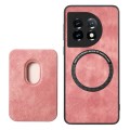 For OnePlus Nord CE3 Retro Leather Card Bag Magnetic Phone Case(Pink)