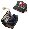 For iPhone 15 Pro MagSafe Crossbody Multi-functional Zipper Wallet Litchi Leather Phone Case(Black)